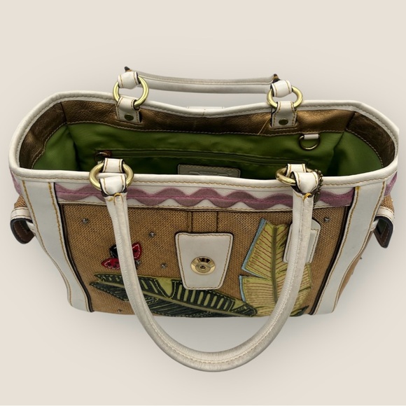 Coach Limited Edition Ladybug Leafy Crystal Woven Leather Shoulder Bag - Picture 2 of 15